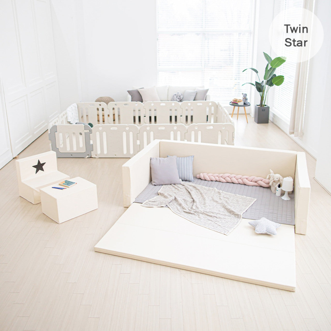 ggumbi premium non-toxic beige play pen and play mat