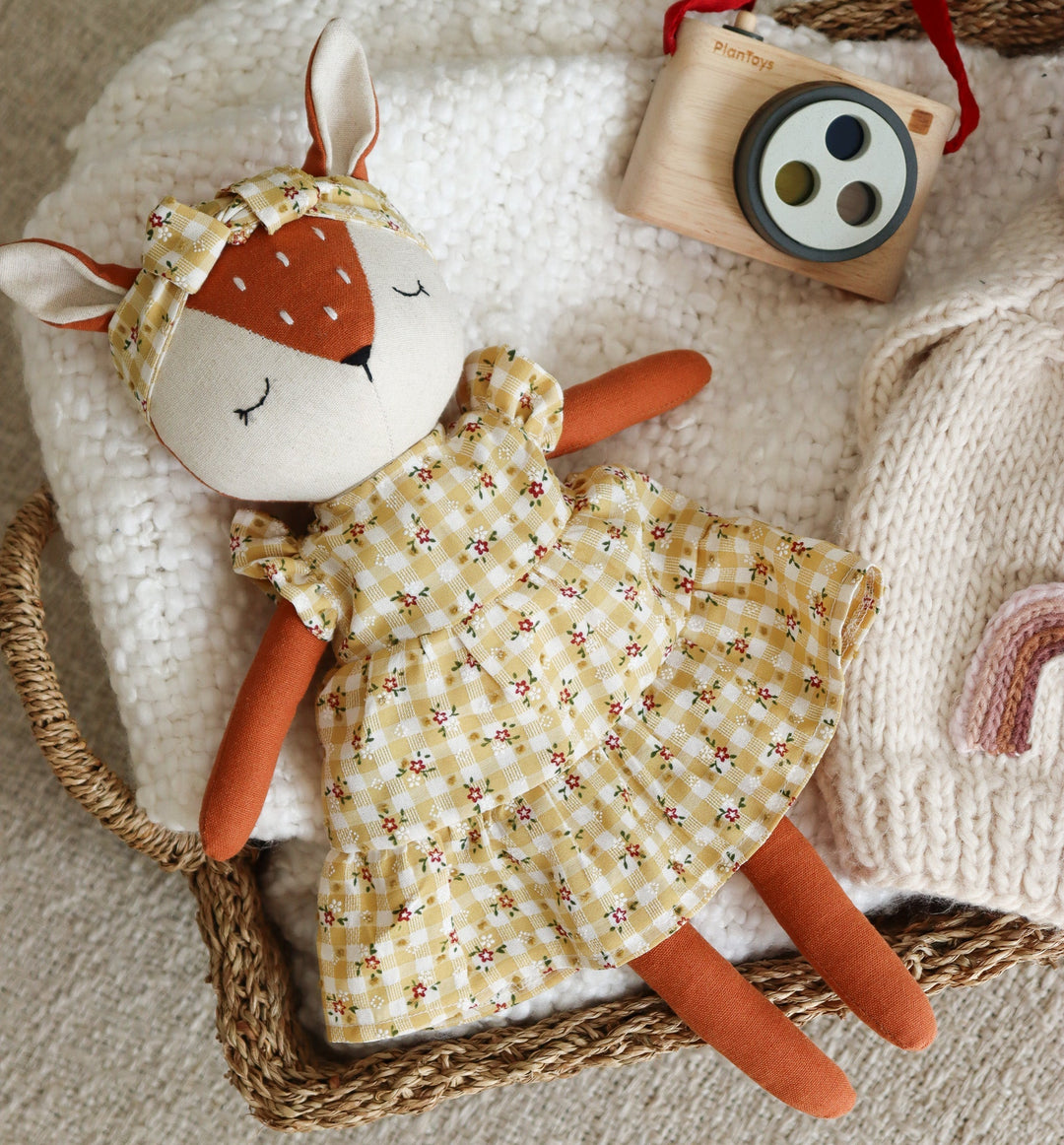 heirloom handmade deer doll with changeable dresses