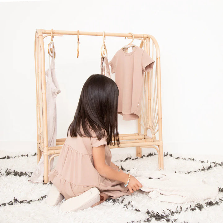 Rattan Kids Clothing Rack (With 10 Hangers)