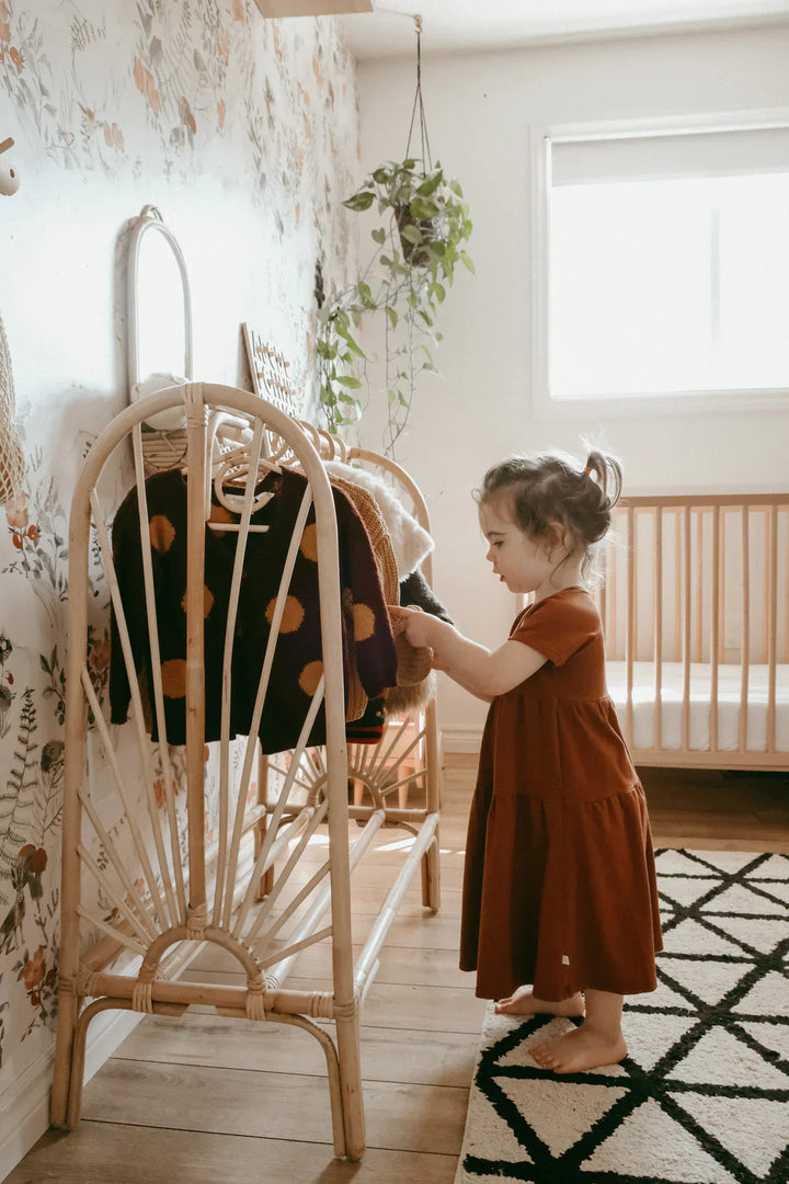 Rattan Kids Clothing Rack (With 10 Hangers)